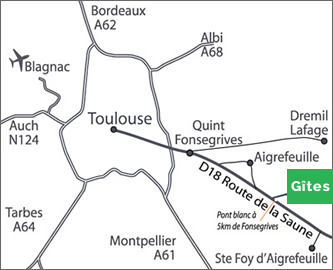 Plan d'accès Gîtes Toulouse Ronsac